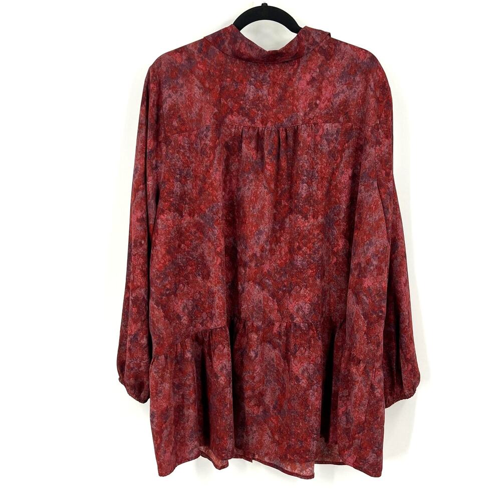 LOGO by Lori Goldstein Button Front Tunic Blouse Drop Waist Rust Women's 3XL - Picture 2 of 9